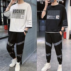 제이피엠 남자 봄 여름 가을 트레이닝복세트 7부 반팔 루즈핏 운동복 반팔 긴바지 상하의세트 TS03