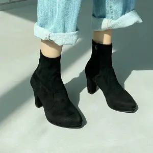 스웨이드 가보시 앵글 부츠 롱 여성 워커 앵클 8.5cm