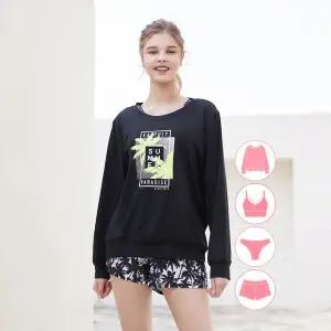 [베이직엘르] 여성인 맨투맨 루즈핏 래쉬가드 4종SET BEL V203K_P325119522