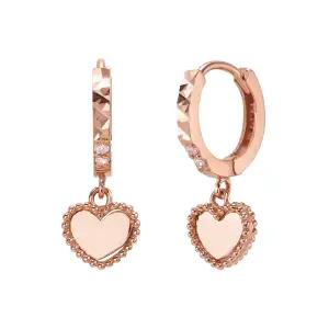 14K 귀걸이 원터치 드롭 금귀걸이 밀그레인 하트