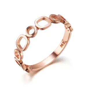 14K 반지 레이어드 링 스퀘어 라운드 패턴