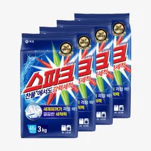 스파크 가루 분말 세탁세제 3kg 4개 일반드럼겸용
