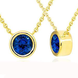 14k 18k 9월 탄생석목걸이 사파이어목걸이 베젤