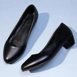 [셀러허브]여자 클래식 로우힐 알바 검정 펌프스 미들 힐 (S13409396)