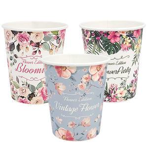 10온스 테이크아웃 일회용 플라워 디자인 종이컵 3종 50개