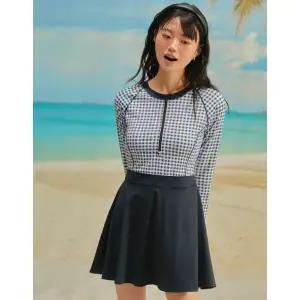 [레노마수영복](하남점)* 폴리백 증정*여성 깅엄체크 래쉬가드 세트RN-LS2E924-NV