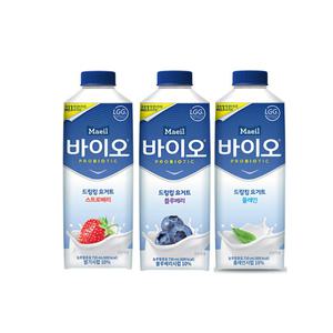 매일바이오 드링킹 750mlx3병(플레인1+딸기1+블루베리1) 냉장혼합무배