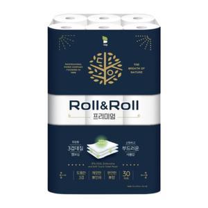 대왕 롤앤롤 프리미엄 화장지 3겹 30m 30롤 x 3
