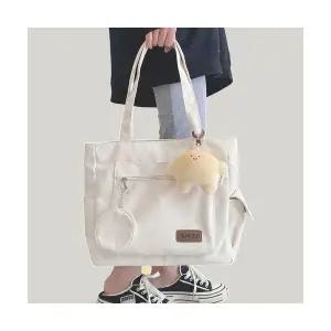 파우치 에코백 무지 포켓 지퍼 여성 토트백 숄더백 데일리 여행 가방 MJ80