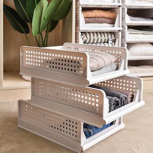 보노하우스 폴딩 슬라이딩 적층 바스켓 특대형 2개  옷 정리 바구니 드레스룸 접이식 바스캣