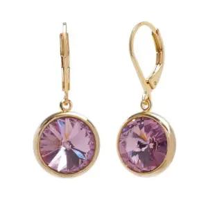 ONM 10mm 크리스탈 레버백 귀걸이 라이트아메시스트 골드