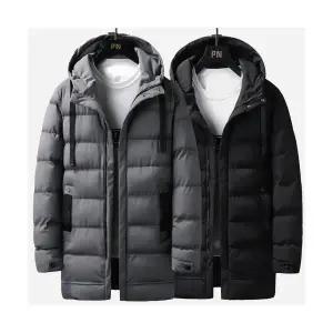 남자 겨울 블랙 그레이 웰론 하프 롱패딩 코트 I4JK076Q