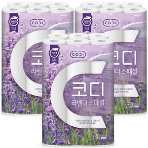 코디 라벤더 스페셜 3겹 화장지 30m 30롤 3팩 (90롤)