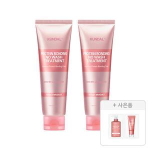 쿤달 프로틴 데미지 케어 노워시 트리트먼트 130ml 바이올렛뮤게, 2개 + 증정 (쿤달 샴푸 + 트리트먼트, 10ml, 2구, 바이올렛뮤게, 1개)