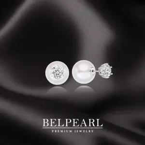 벨펄 실버925 1캐럿 모이사나이트 투웨이 화이트 진주귀걸이