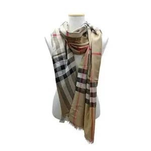 라이트 체크 울 실크 스카프 8078779