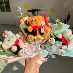 학사모꽃다발 초등 중등 고등 입학식 졸업식 졸업 입학 곰돌이 베어 미니 인형 꽃다발 선물