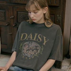 데이지 피그먼트 반팔티 스모크블랙