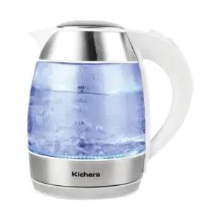 키체라 유리 스테인레스 전기주전자 1.8L 화이트 KIC-EK01S