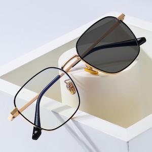 블루라이트 변색 안경테 렌즈안경 스퀘어 금자안경 금테안경 청광안경 남자 여자