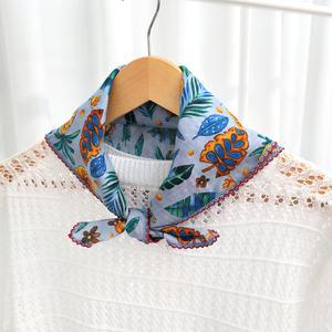 (2매) 국산 코튼 손수건 아사 면 레이스 여자 여성 큰사이즈 등산 단체 선물 답례품 패턴 트로피칼 HT01