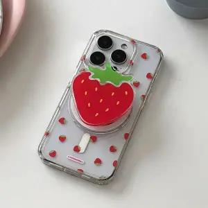 더나인몰 미니 스트로베리 패턴 맥세이프 젤하드 폰케이스