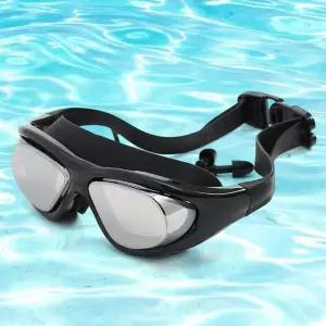 미러 물안경 검정 귀마개일체 와이드 경 안티포그 (WEC9C37)