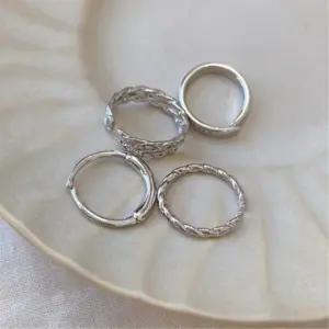 여성용 실버 레이어드 핏 조절 반지 세트 4종