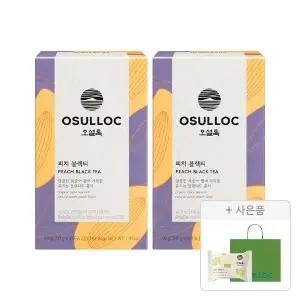 오설록 피치 블랙티 티백 20입, 2개 + 증정(그린티웨하스 17g, 1개 + 쇼핑백(소), 1개 )