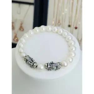 순은/전체실버925 비휴담수진주 8mm 뱅글팔찌 SHSBB12-1273- 담수진주