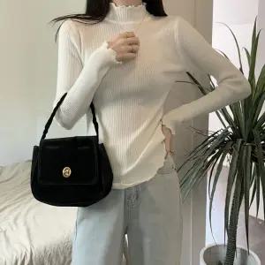 [모어오브]비스킷 니트 물결 골지 긴팔 탑