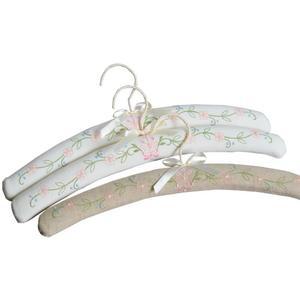 앤틱 논슬립 패브릭 옷걸이 플라워 자수 3p