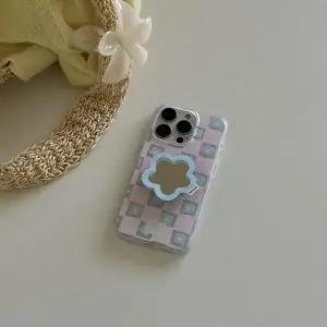 메이드모먼 floral check 디자인 반투명 폰케이스