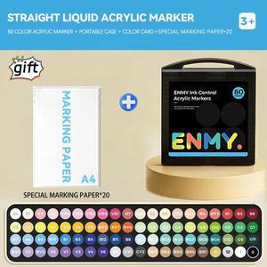 Enmy 블랙 박스 직접 액체 아크릴 마커 종이 24-80 색상 소프트 헤드 다채로운 그림 펜 DIY 페인트