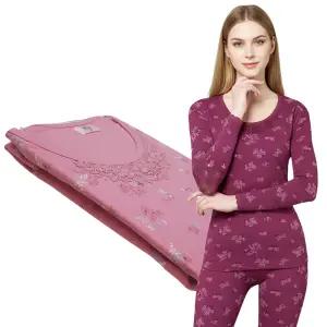 BYC 여성 겨울 내복세트 순면 고급 80수 전판나염 앞가슴자수 레이스소매