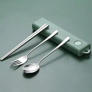 [아트박스]/위드마켓 [쿠킹홈]식도락 휴대용 수저 포크세트(그린+스텐)