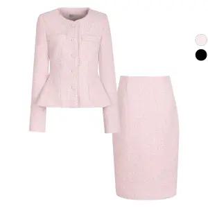 SET 여성 엘라 겨울 트위드 정장 울자켓+스커트 세트