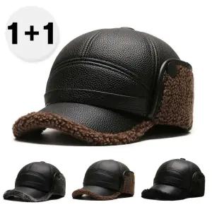 [2개세트] 남성 가죽 귀덮개 방한 모자 귀마개 캡모자 (3color)