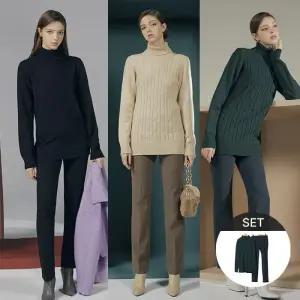 윈터 터틀넥니트+기모팬츠 셋업 3종택1