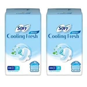 쏘피 쿨링프레쉬 날개형 생리대 대형 28P 2개 편한