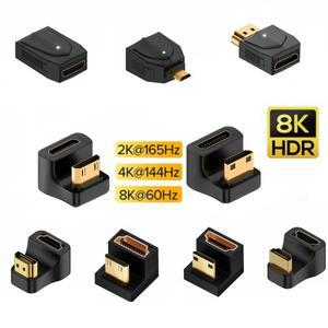 U자형 360 도 미니 HDMI 젠더 어댑터 180 마이크로 암 앵글 L 2.1V 익스텐션 5K