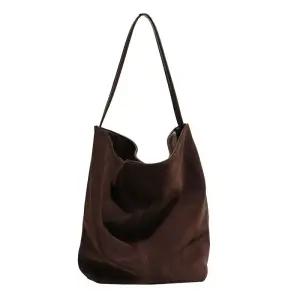 스웨이드 레더 버킷백 여성용 데일리 숄더백 캐주얼