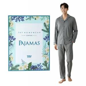 TRY 남자 피치기모파자마 긴팔잠옷세트 선물 남성 홈웨어 실내복상하