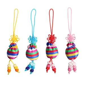 색동 복주머니 매듭고리 [4046] / 전통 키링 핸드폰줄 장식 재료