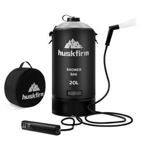 허스크펌 휴대용 샤워기, 5갤런/20L 창문, 야외 전기 펌프, 수위 하이킹 에어 캠핑 해변 샤워기 샤워백, 가능한 노즐, 태양열 온수 조절 여행용