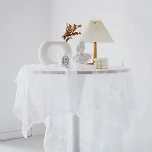 플라워 자수 레이스 식탁보 원형 테이블 덮개 프렌치/테이블보/러너/커버/식탁/파티/흰색/식탁보/레이스