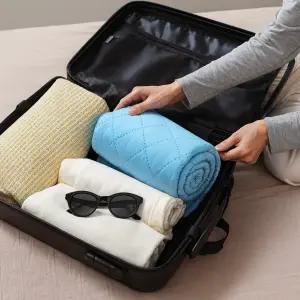 프렌체투어 전기요 전기매트 휴대용 해외겸용 프리볼트 미디엄,블루