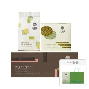 오설록 베스트 3종(그린티웨하스 100g, 1개+프리미엄녹차와플 72g, 1개+제주섬 녹차초콜릿바 120g, 1개)+증정(세작 1입, 1개+러닝 쇼핑백(소), 1개)