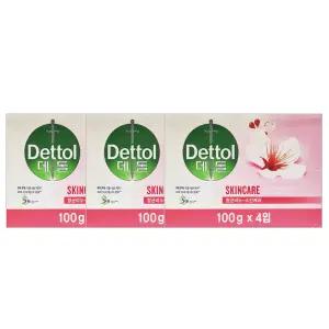 데톨 항균 비누 스킨케어 100g 4입 X3개