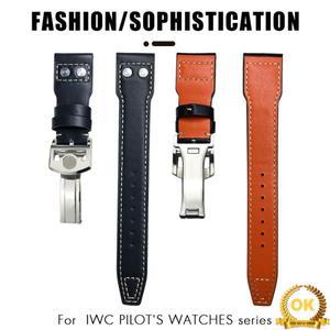 하이 퀄리티 송아지 가죽 리벳 시계 밴드 IWC 빅 파일럿 마크 스핏파이어 TOP GUN IW3777 스트랩에 적합 20